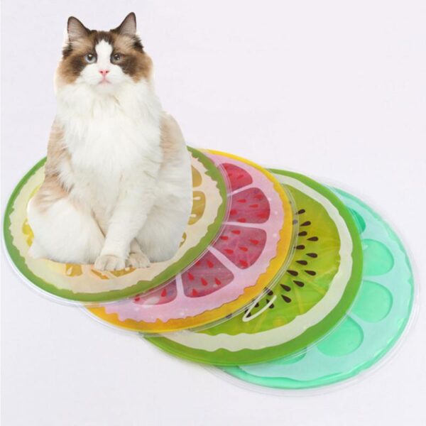 Summer Dog Bed Cooling Mats Round PVC Gel Colorful Fruit Print Pet Cat Ice Pad Small Medium Cats Dogs Sleeping Mattress