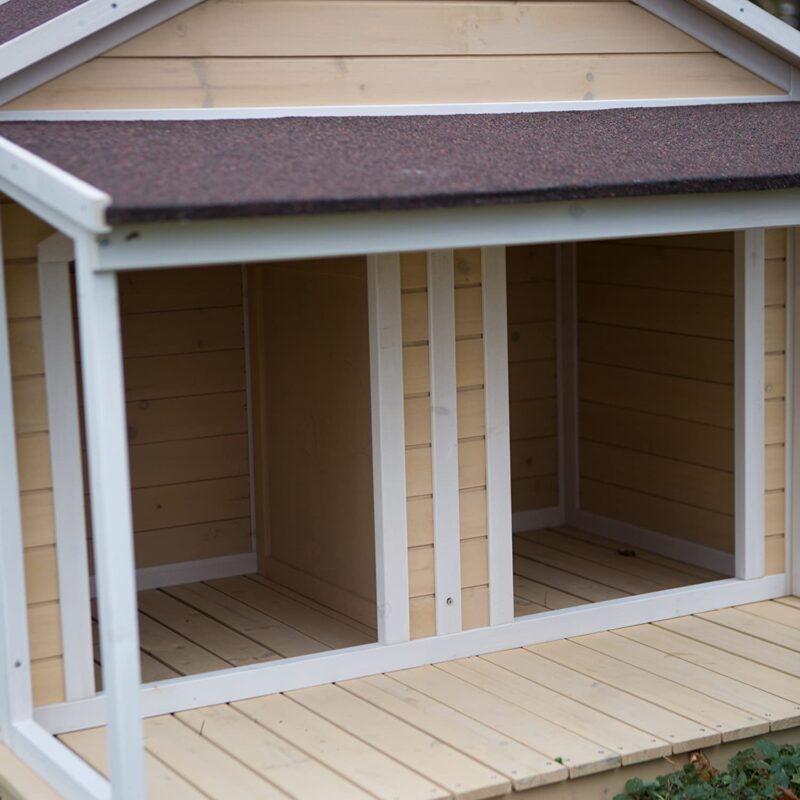 Antique Large Dog House W Roof Solid Wood Penthouse Kennels Crates Duplex 51x43x43