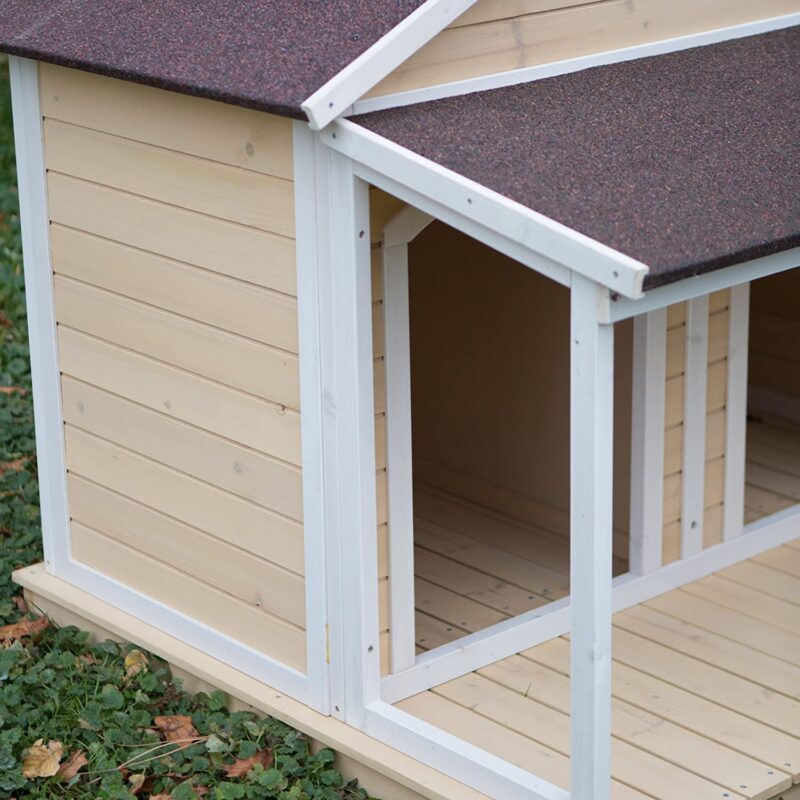 Antique Large Dog House W Roof Solid Wood Penthouse Kennels Crates Duplex 51x43x43