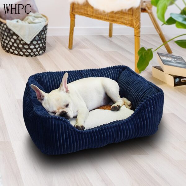 Pet Dog Beds Soft Cat Nest Corduroy Warm Pet Bed Sofa Washable Square Bed For Small Medium Dogs Cute Pet Kennel All Seasons