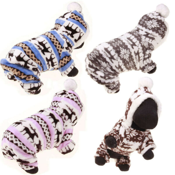 Pet Clothes Dog Pajama Cute Soft Puppy Teddy Coral Velvet Animal Pattern Jumpsuit Winter Warm Size S-XXL