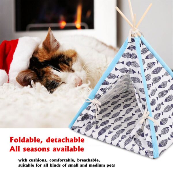 3 Styles Foldable Linen Pet Dog House Kennels Washable Tent Puppy Cat Indoor Outdoor Portable Teepee Mat Dog Supplies Gifts