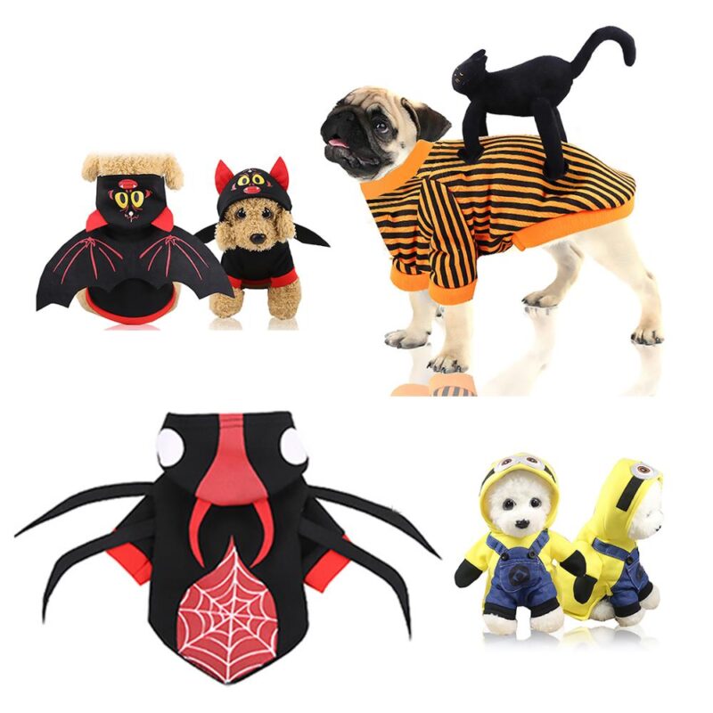 Dog Clothes Festival Christmas Day Uniform Funny Cat Pet Clothes Autumn And Winter Halloween Pumpkin Spider Bat Turned