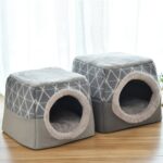 Pet Cat Bed Foldable Winter Soft Warm Tent Washable Puppy cat Sleeping Bag Basket Mat Cat Plaid House Kennel Cat Supplies