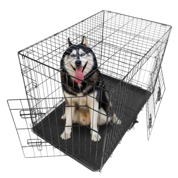 Portable 36" Pet Kennel Cat Dog House Folding Steel Crate Animal Playpen Wire Metal Products Security Gate Supplies For Rabbit