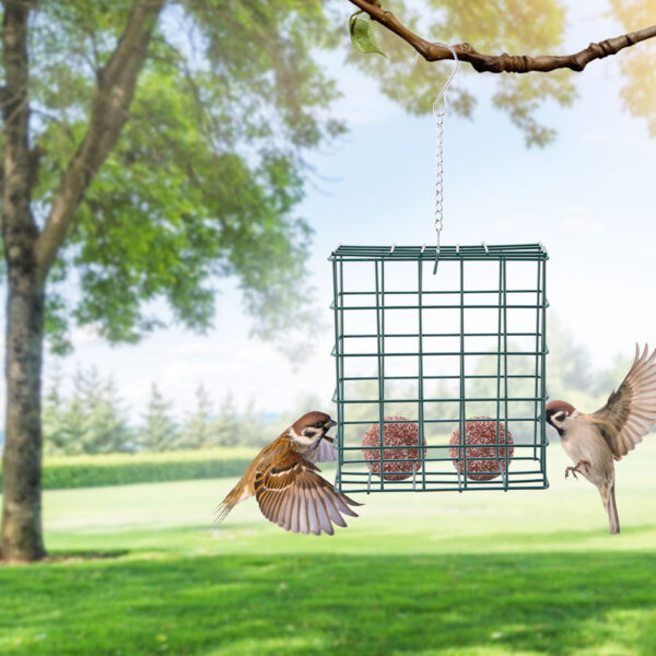 Hanging Metal Cage Food Feeding Container Portable Outdoor Wild Birds Feeder Garden Decoration Pet Bird Feeder Bucket