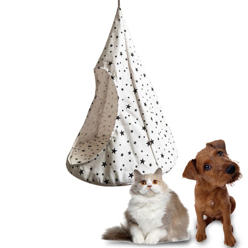 Pet Cat Tent Hammock Cat Removable Hanging House Bed Cone Shape Breathable Linen Sponge Cage Cover Creative Pet Supplies