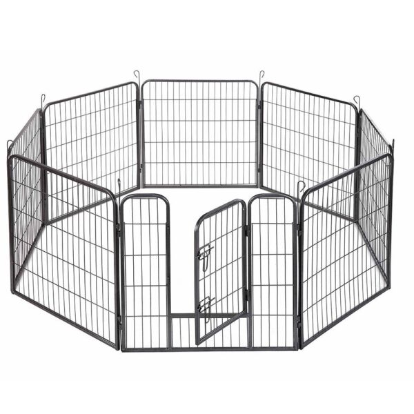 24" Dog Pet Playpen Heavy Duty Metal Exercise Fence Hammigrid 8 Panel Silver (M)