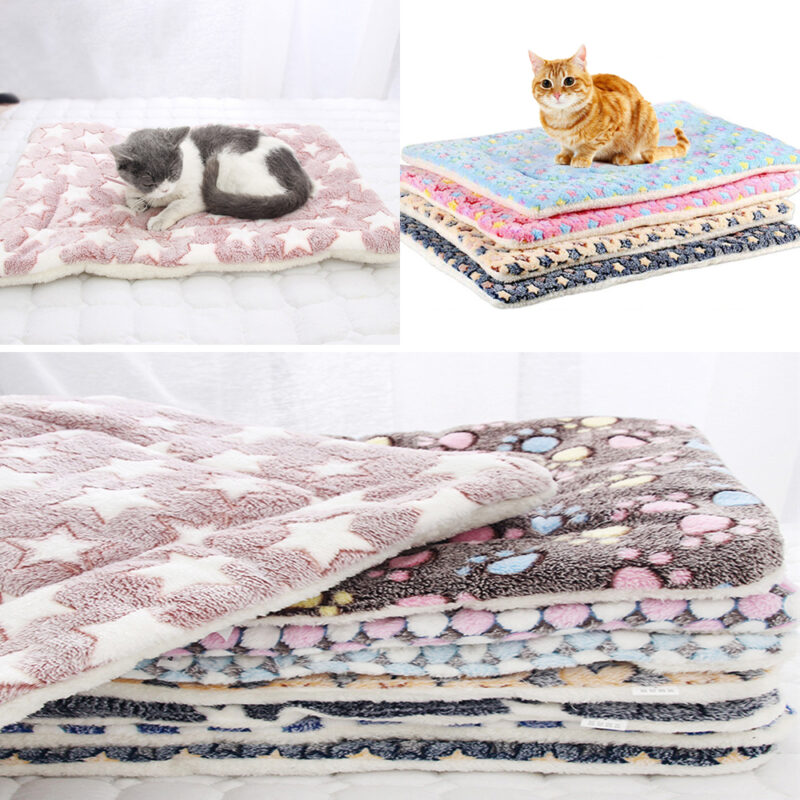 Thickened Pet Soft Fleece Pad Blanket Bed Mat For Puppy Dog Cat Sofa Cushion Home Washable Rug Keep Warm S/M/L/XL/XXL/XXXL