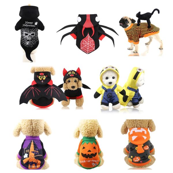 Dog Clothes Festival Christmas Day Uniform Funny Cat Pet Clothes Autumn And Winter Halloween Pumpkin Spider Bat Turned