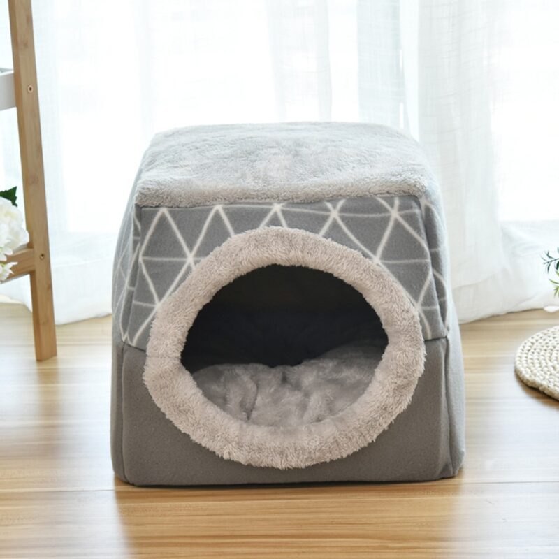 Pet Cat Bed Foldable Winter Soft Warm Tent Washable Puppy cat Sleeping Bag Basket Mat Cat Plaid House Kennel Cat Supplies