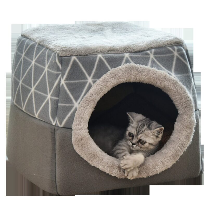 Pet Cat Bed Foldable Winter Soft Warm Tent Washable Puppy cat Sleeping Bag Basket Mat Cat Plaid House Kennel Cat Supplies